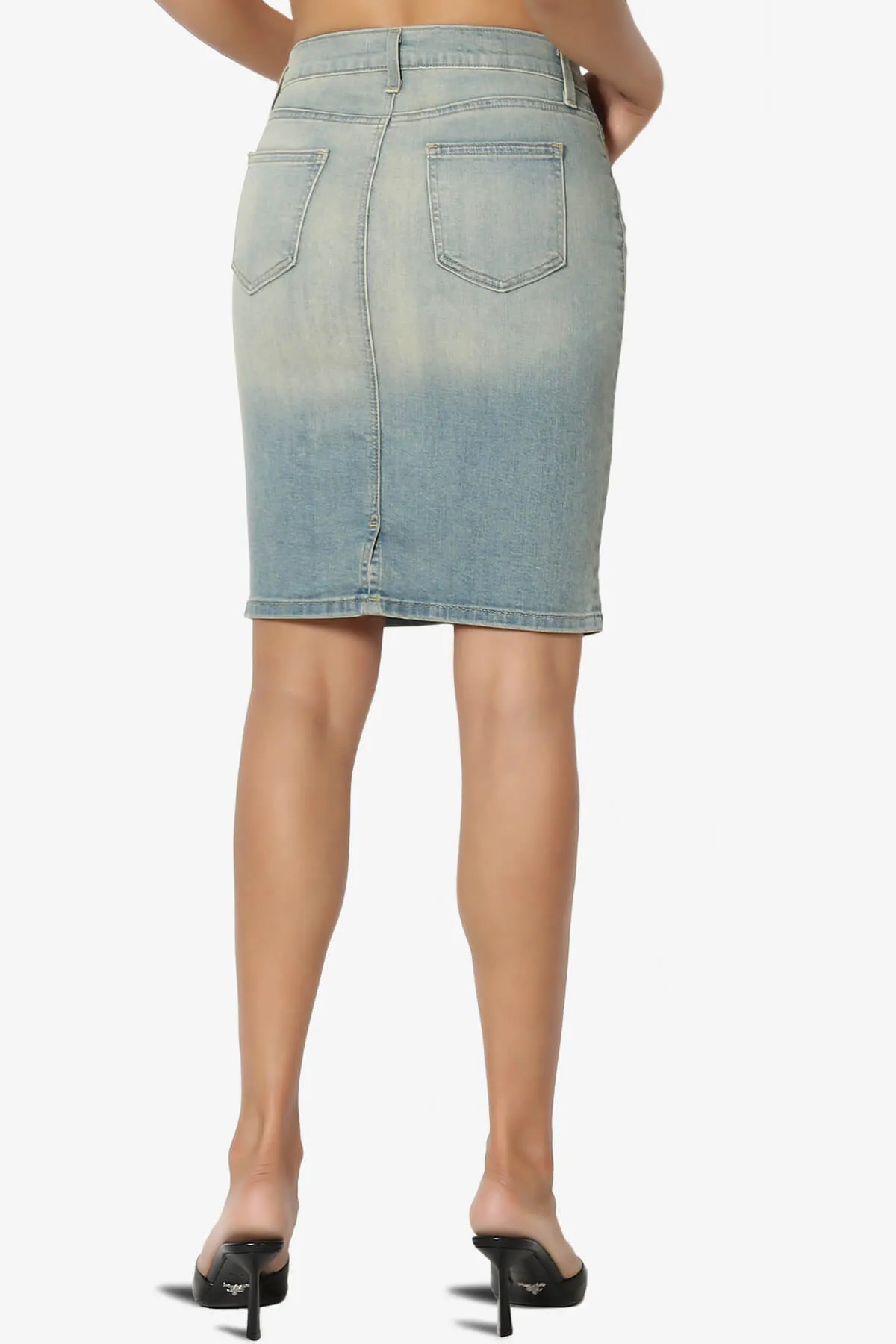 Celvin Washed Denim Mini Skirt