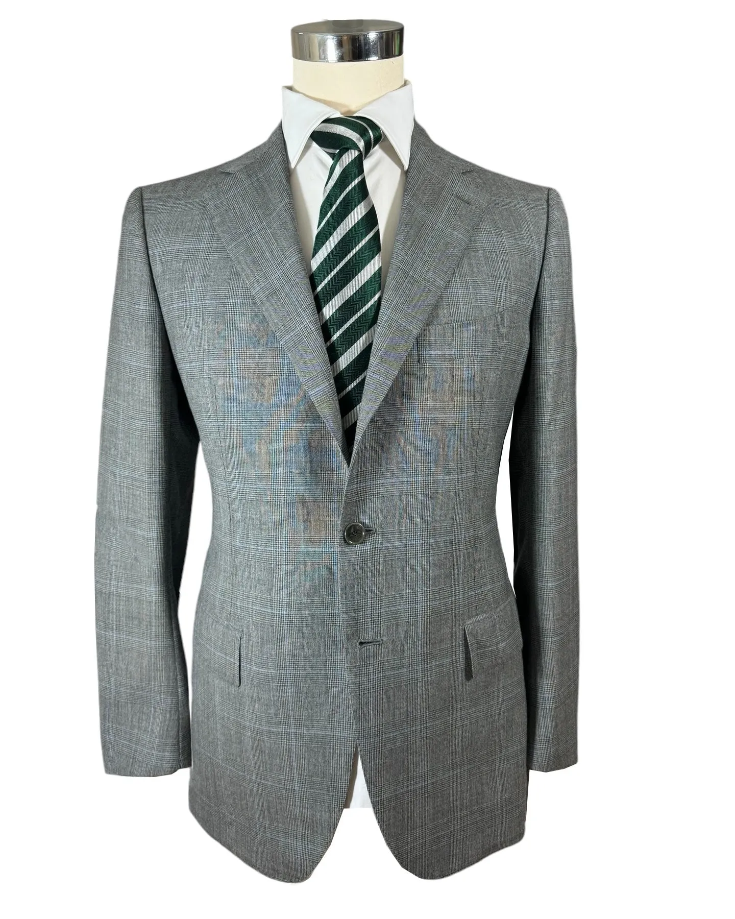 Cesare Attolini Suit Gray Blue Plaid EU 54/ US 44