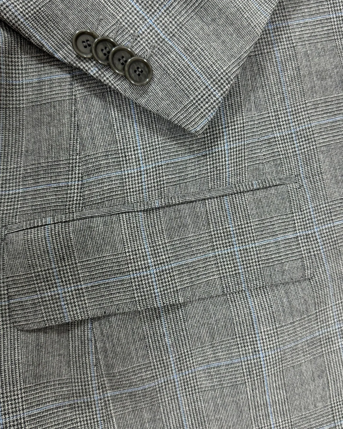 Cesare Attolini Suit Gray Blue Plaid EU 54/ US 44