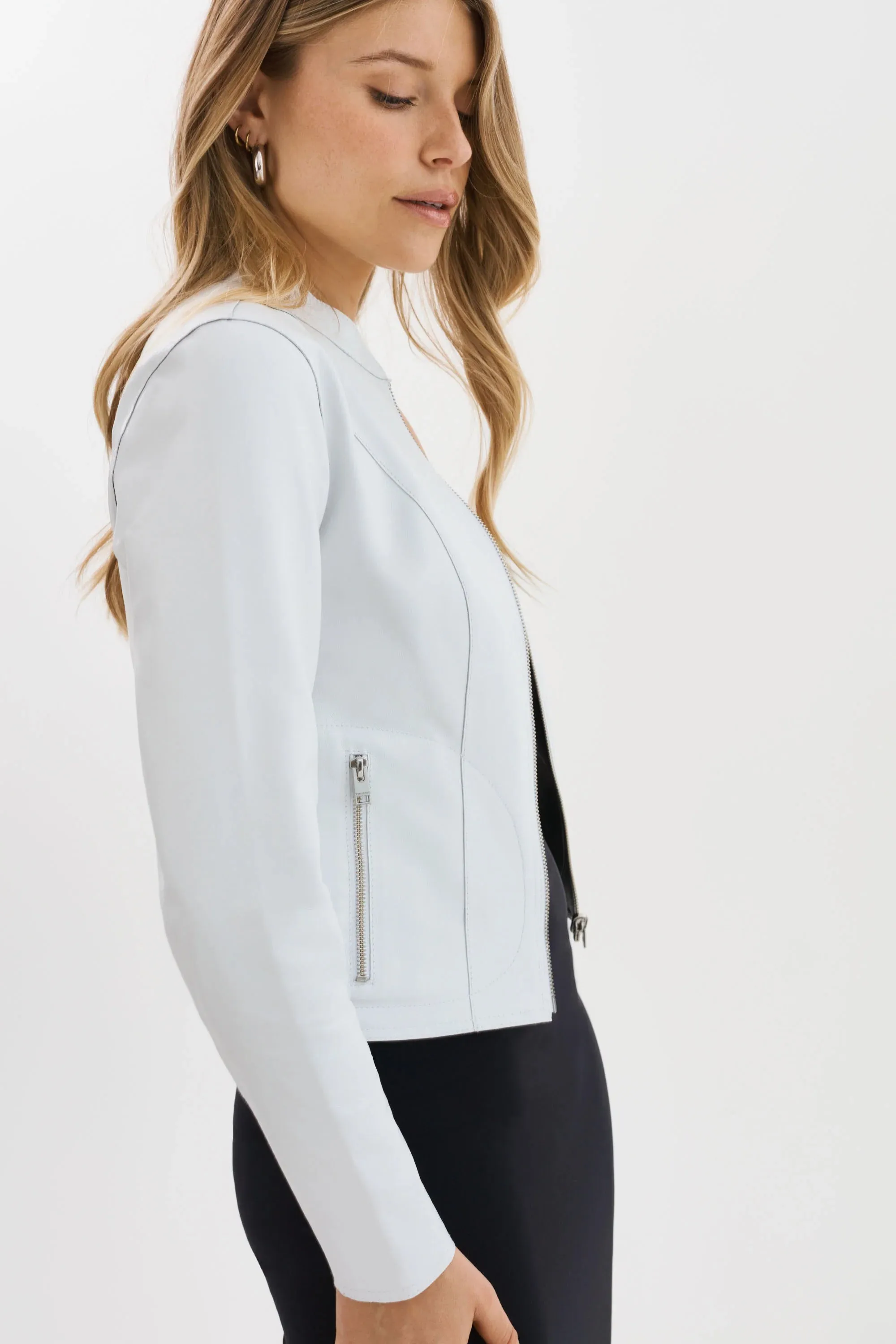 Chapin Reversible Leather Jacket - White / Pewter