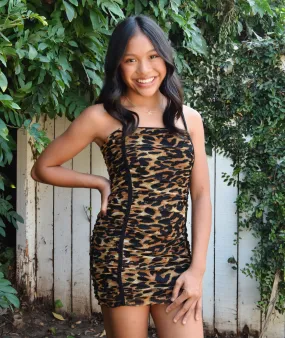 Cheryl Creations Girls Ava Brown Leopard Dress