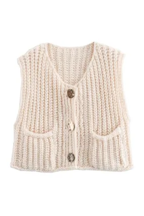 Chunky Knit Vest- Cream