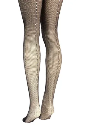 Clear Rhinestone Fishnet Tight Pantyhose Stocking