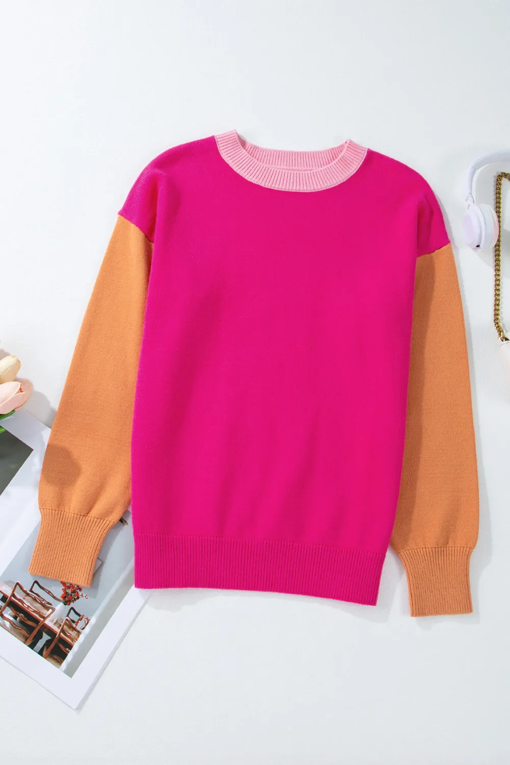 Colorblock Round Neck Sweater