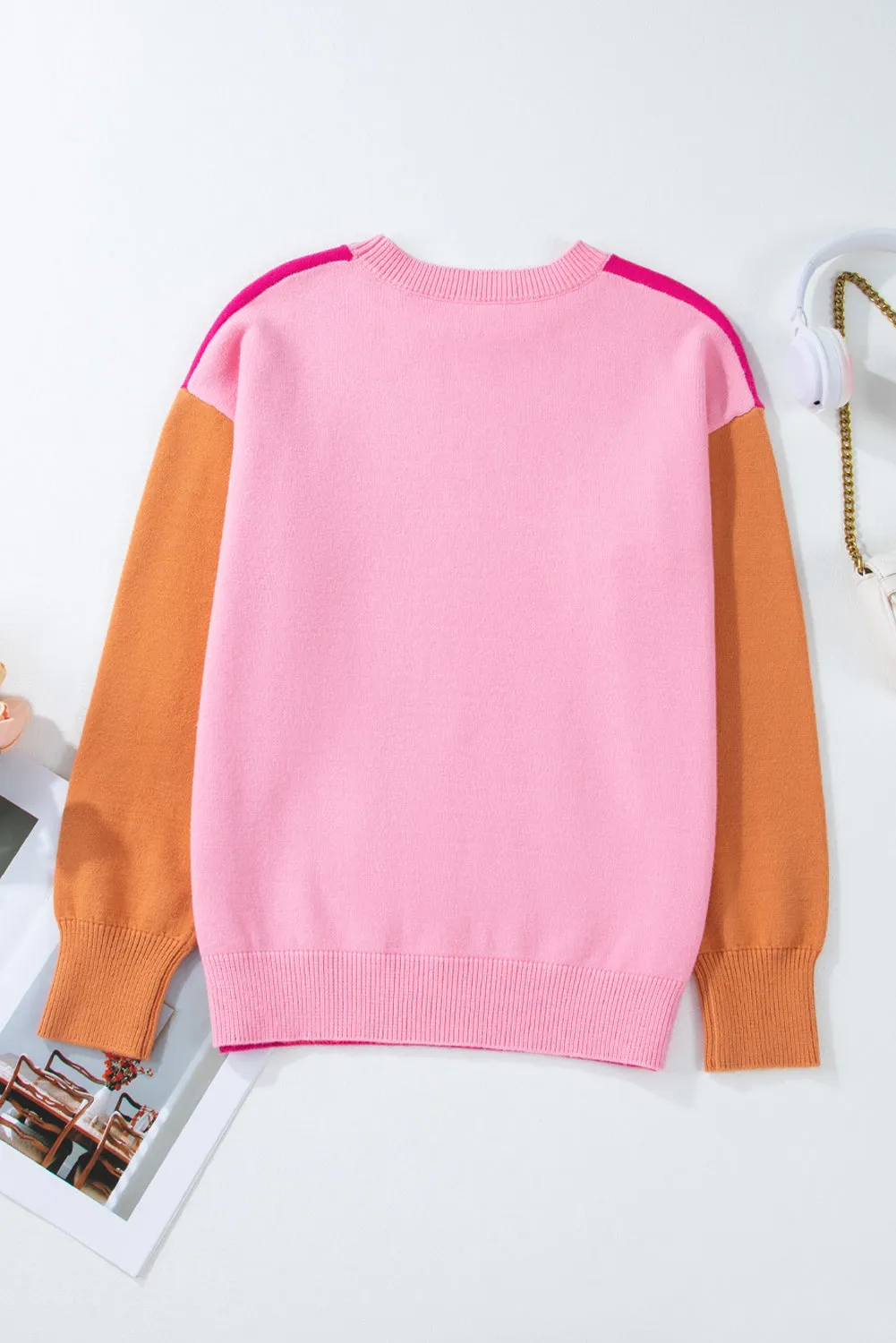 Colorblock Round Neck Sweater