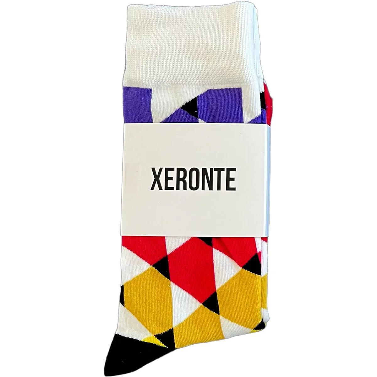 Colorful Triangle Pattern Mens Crew Socks