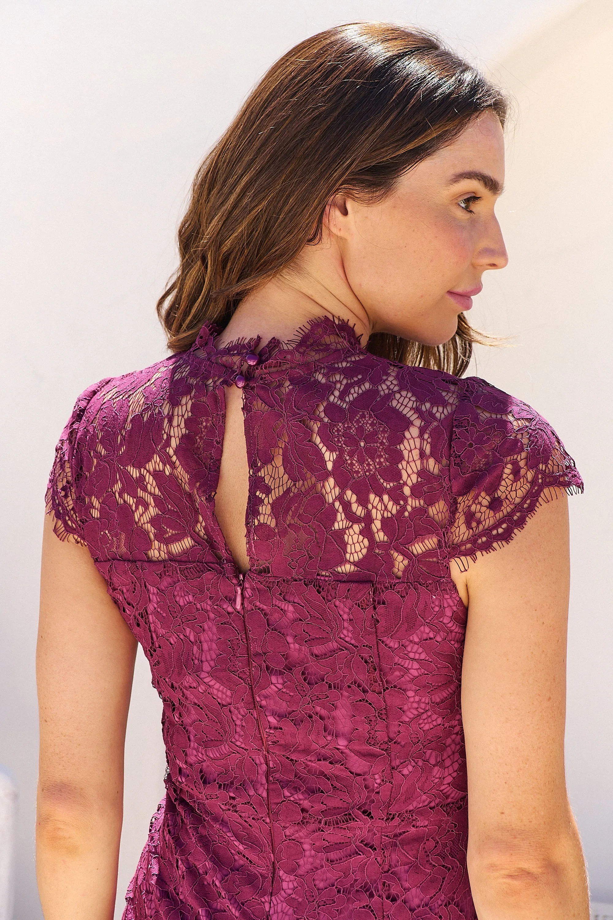 Constance Plum Lace Evening Dress