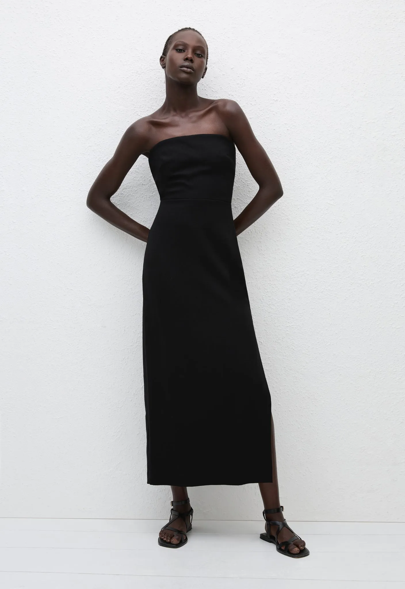 Crepe Strapless Dress - Black