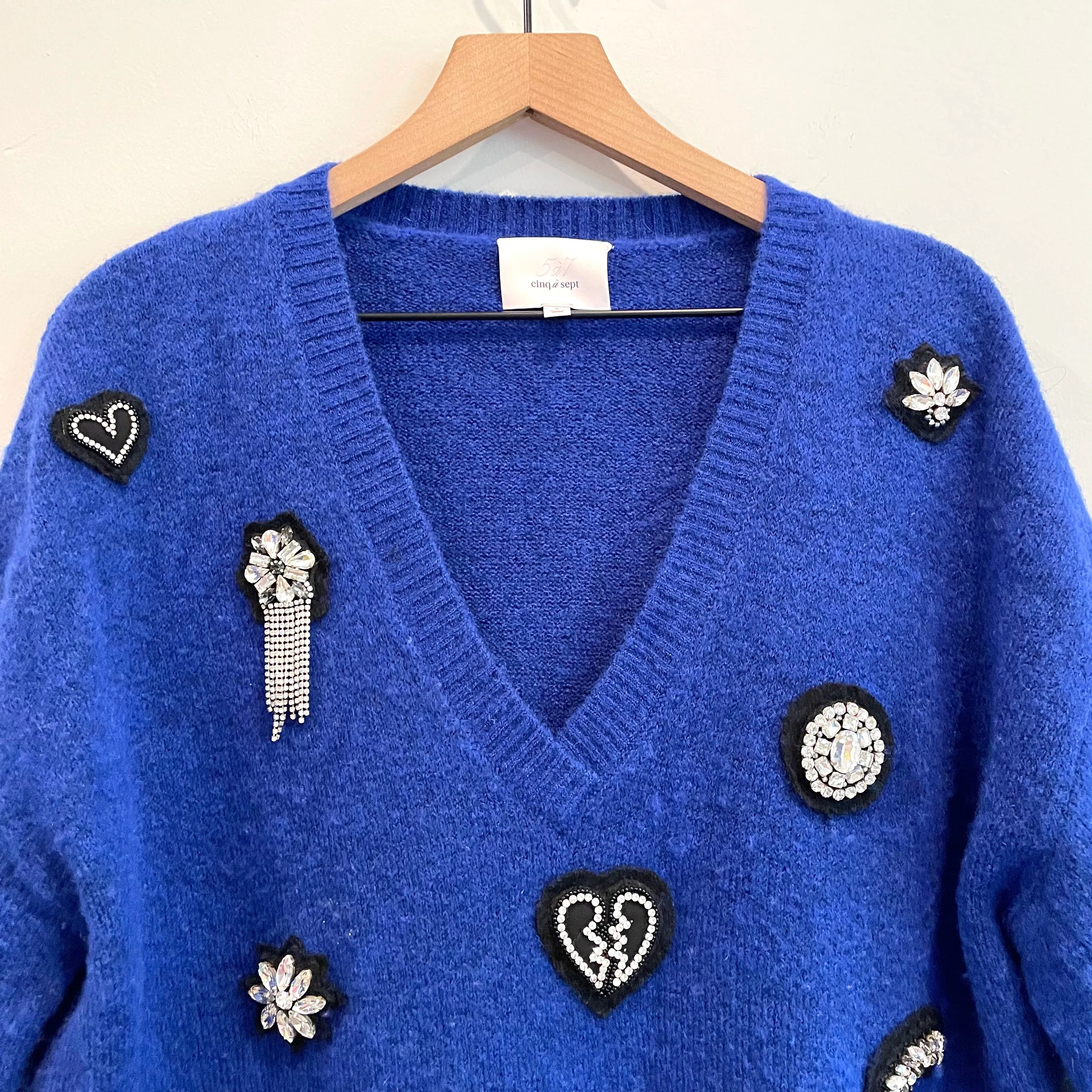 Crystal Appliqué Wool Sweater