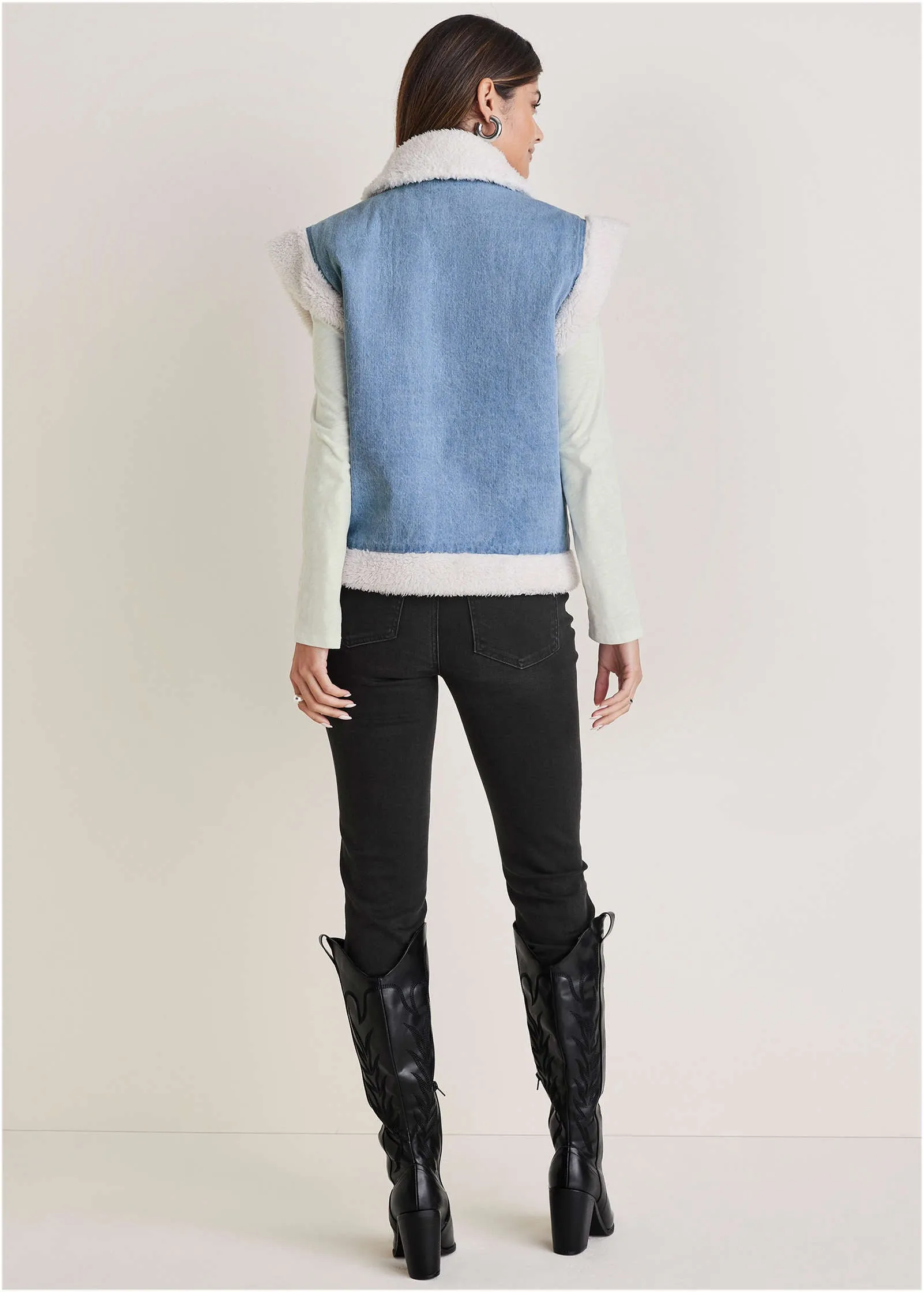 Denim Sherpa Vest - Medium Wash