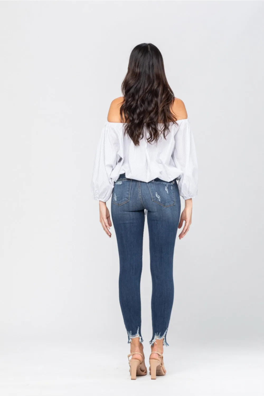 Destroyed Hem Skinny Jeans