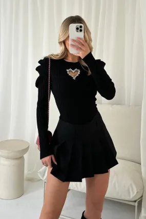 Diana black diamante heart cut out knit Jumper