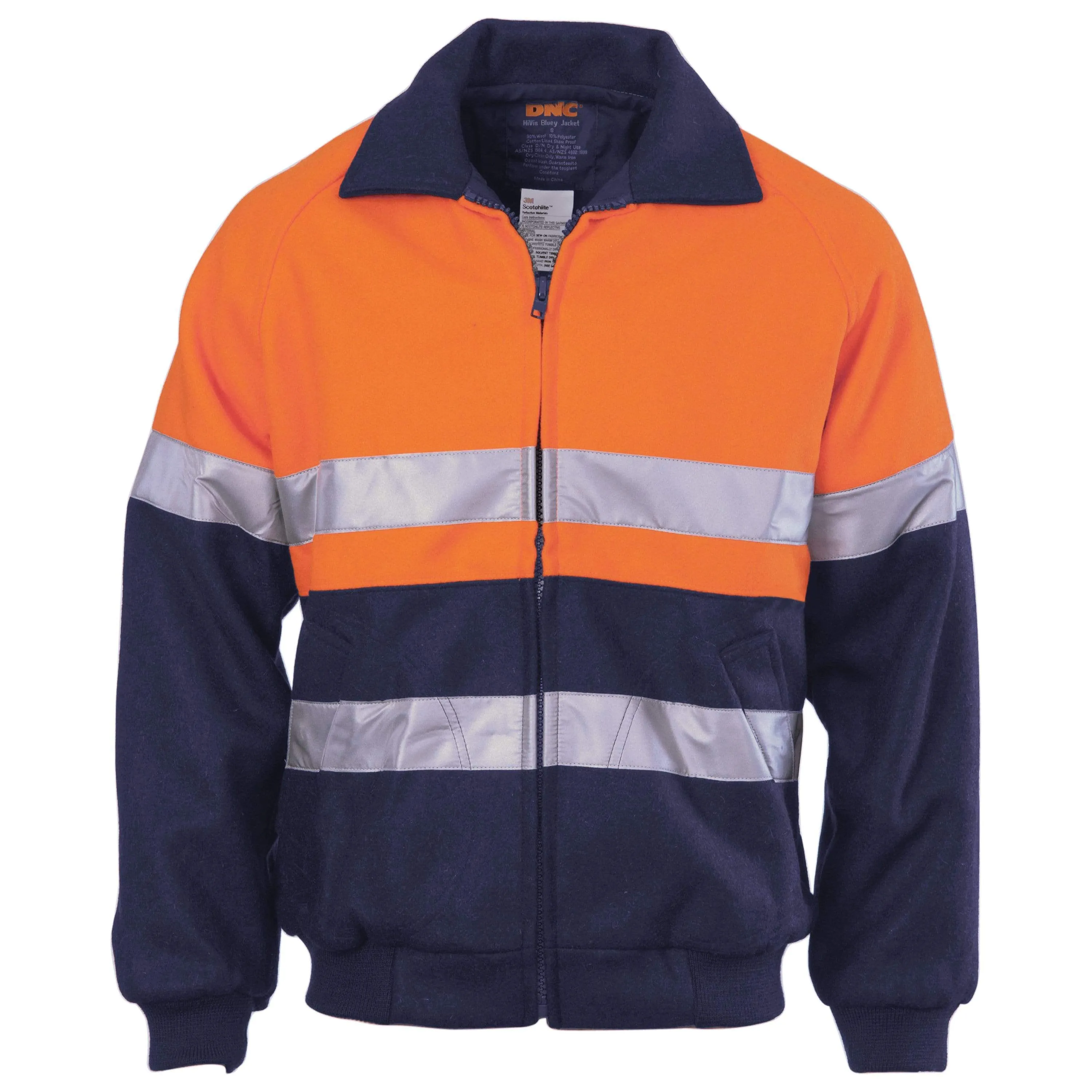 Dnc Workwear Hi-vis Two-tone Bluey Bomber Jacket With 3m Reflective Tape - 3859