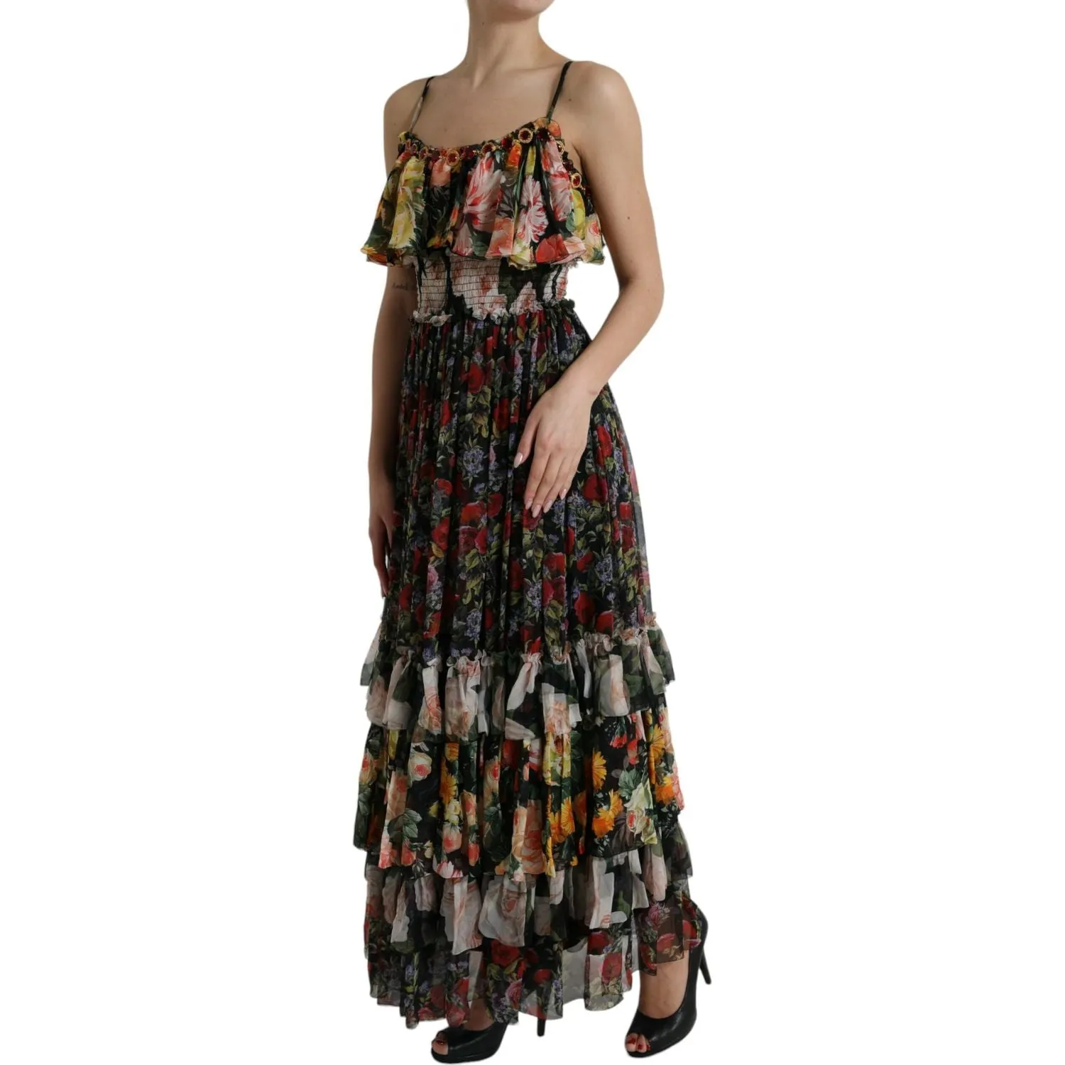 Dolce & Gabbana Vibrant Silk Floral Maxi Dress