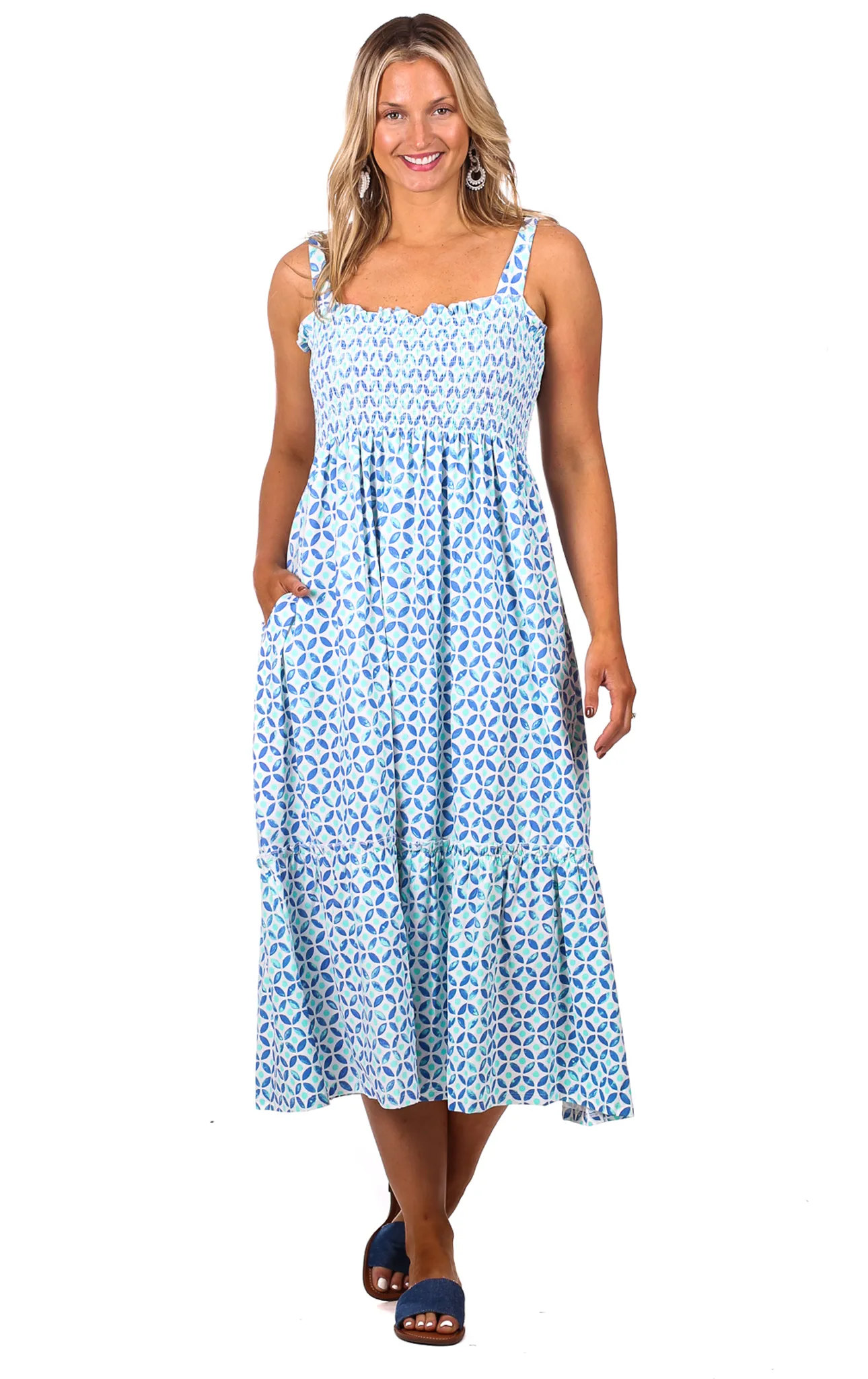 Duffield Lane Marie Midi Dress - Tile Print