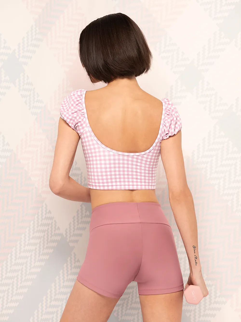 Elevé Dancewear | Cassie Longline Crop Top | Quartz Gingham