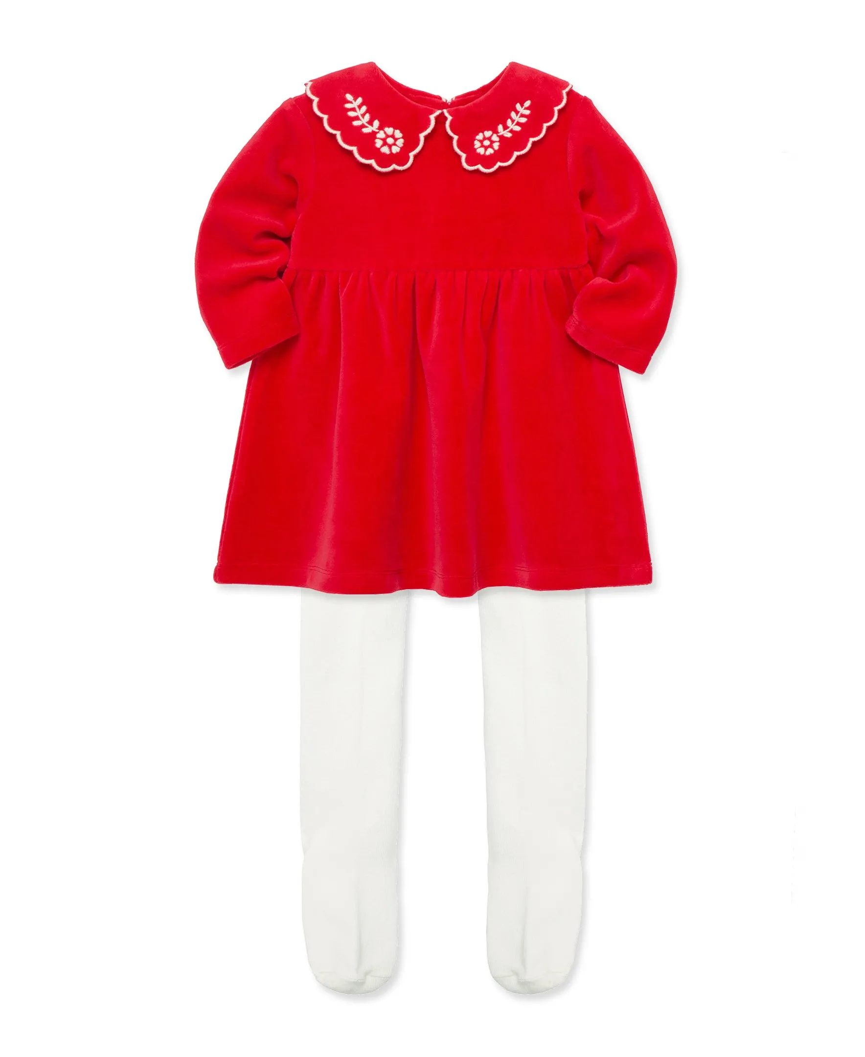 Embroidered Velour Dress Set (2T-4T)