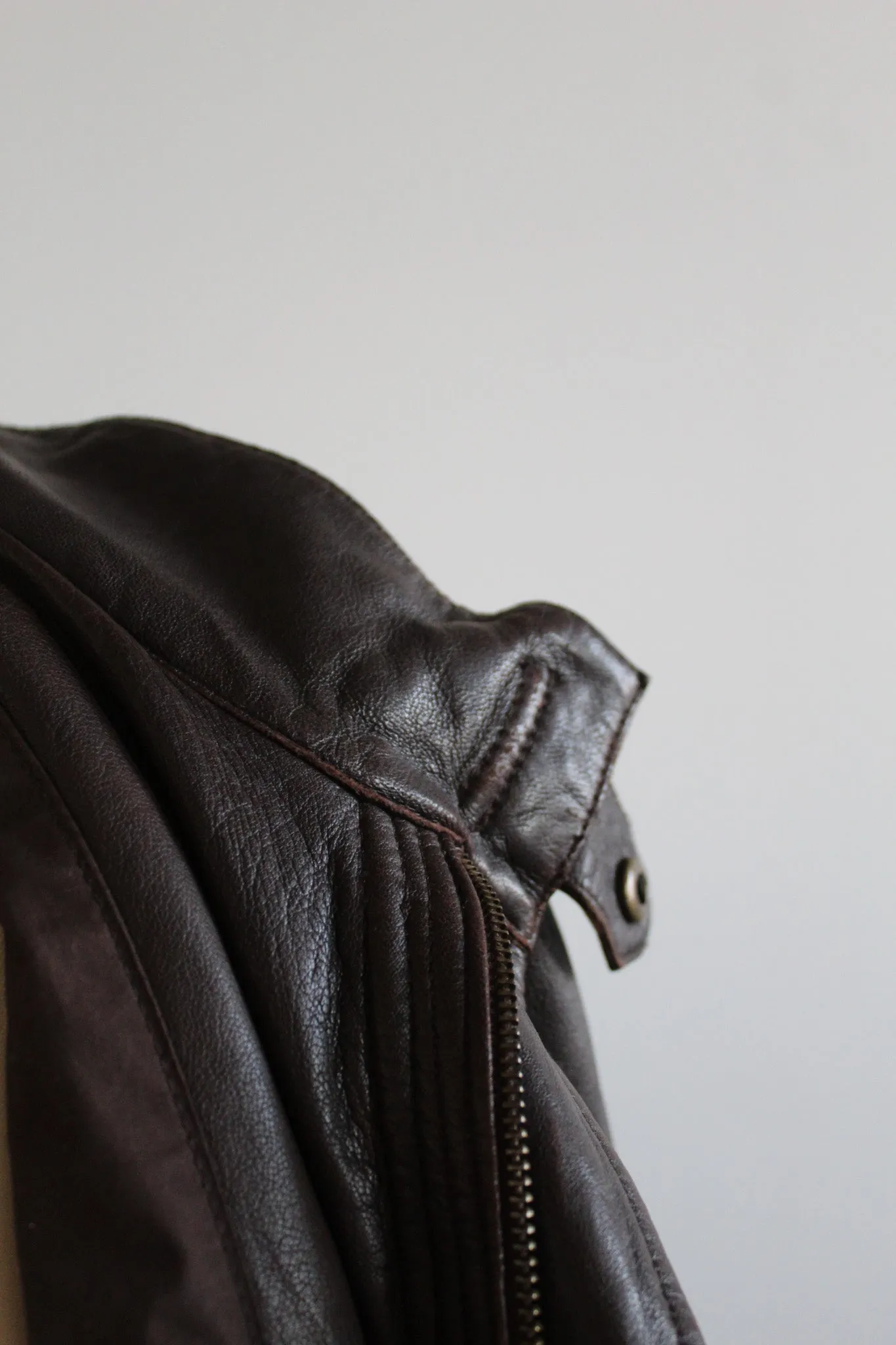 espresso leather bomber jacket