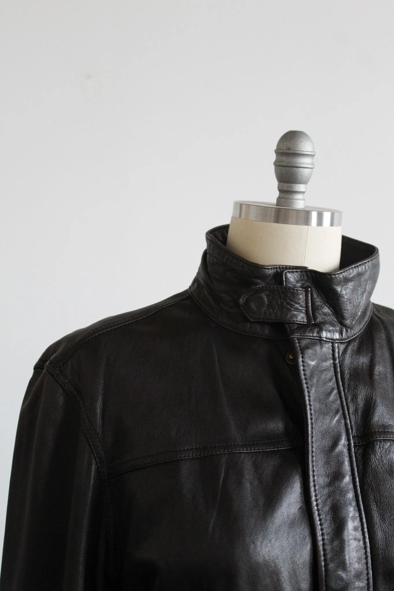 espresso leather bomber jacket