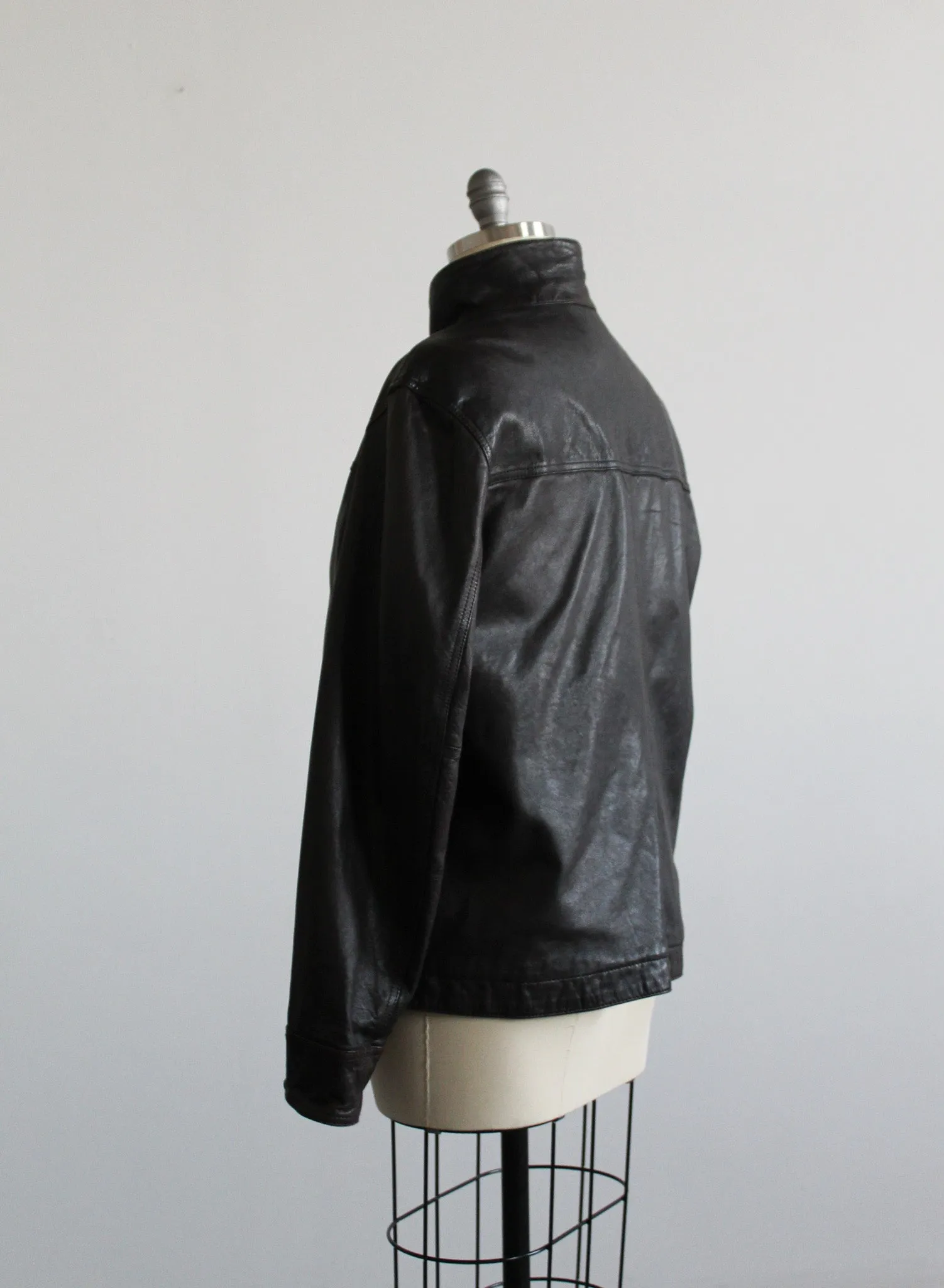 espresso leather bomber jacket