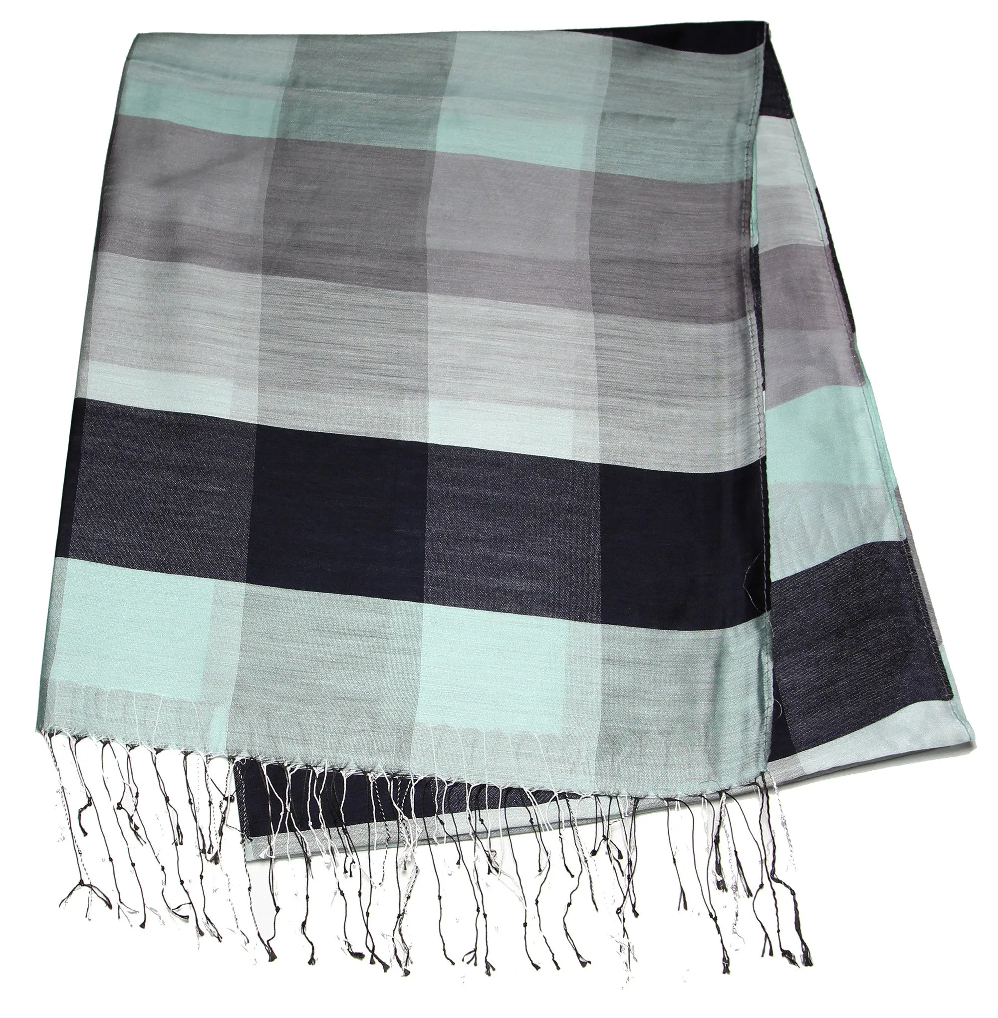 Fair Trade Hand Made Nepal Pashmina Scarf Shawl Striped Black White