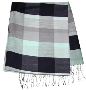 Fair Trade Hand Made Nepal Pashmina Scarf Shawl Striped Black White