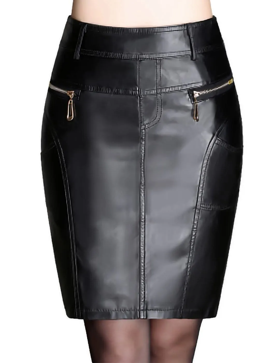 Faux Leather Black Pencil Skirt