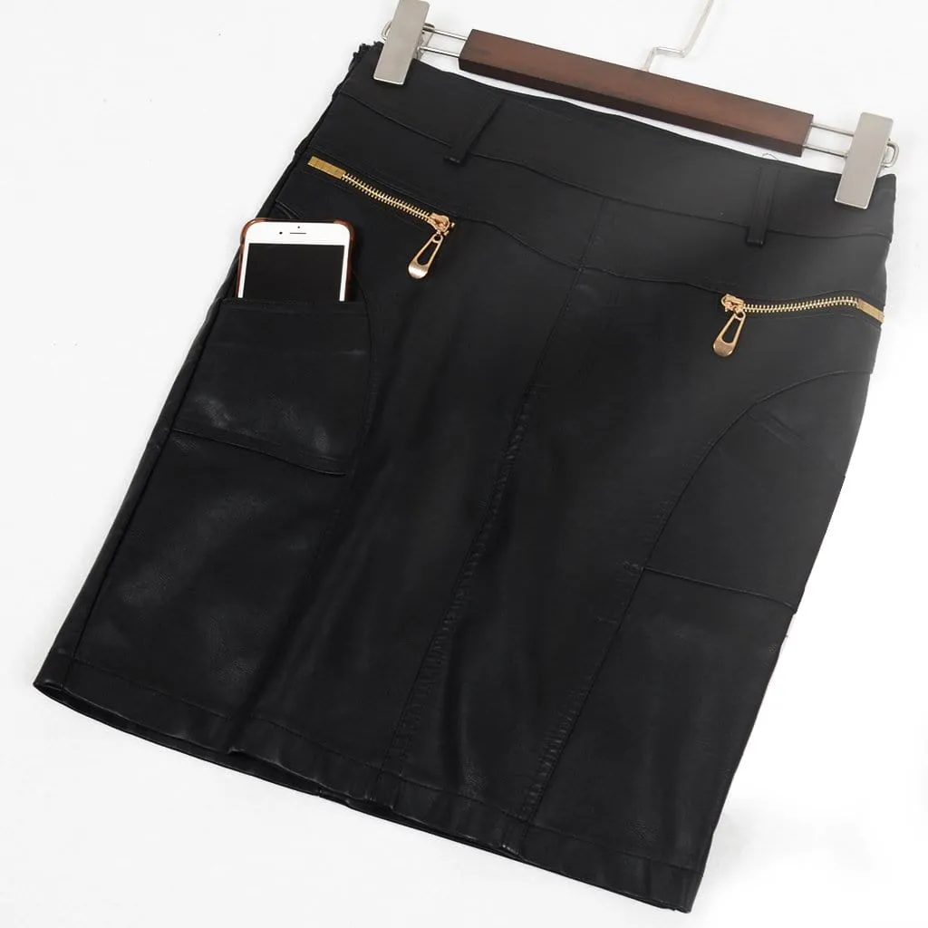 Faux Leather Black Pencil Skirt