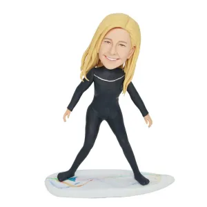 Female Surfer In Black Tights Custom Figure Bobbleheads