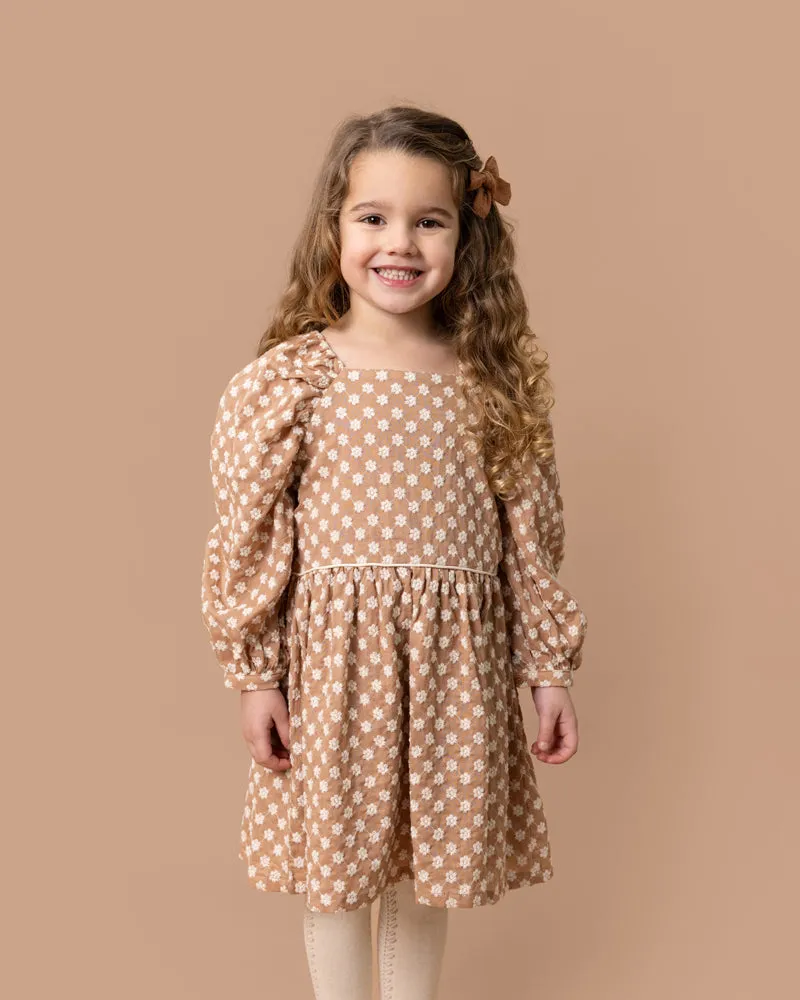 FLORA EMBORIDERED DRESS 3-7 YRS