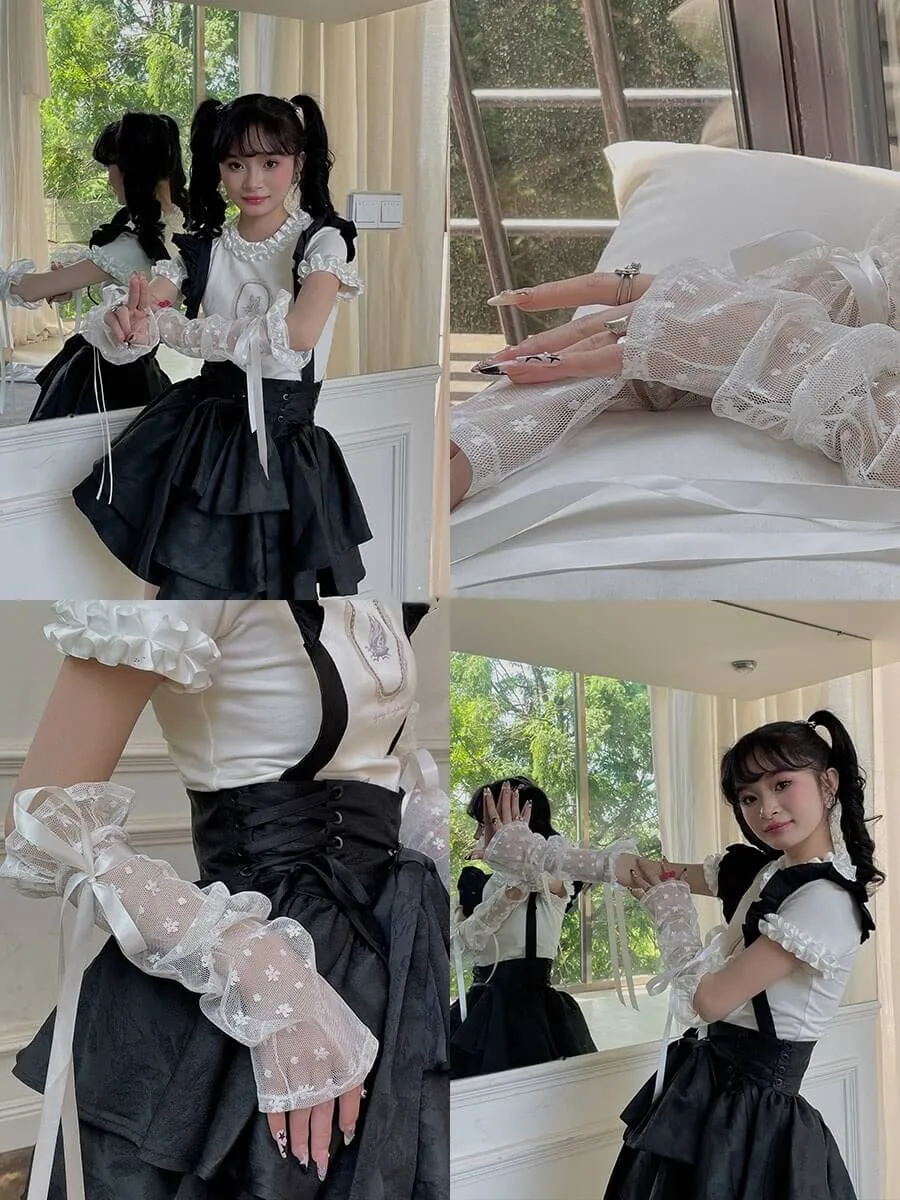 Floral lolita sleeves arm warmers