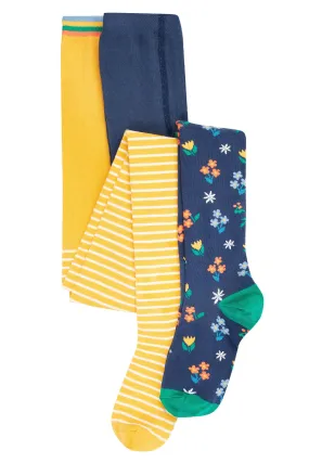 Frugi Girls Norah Blue Floral Tights