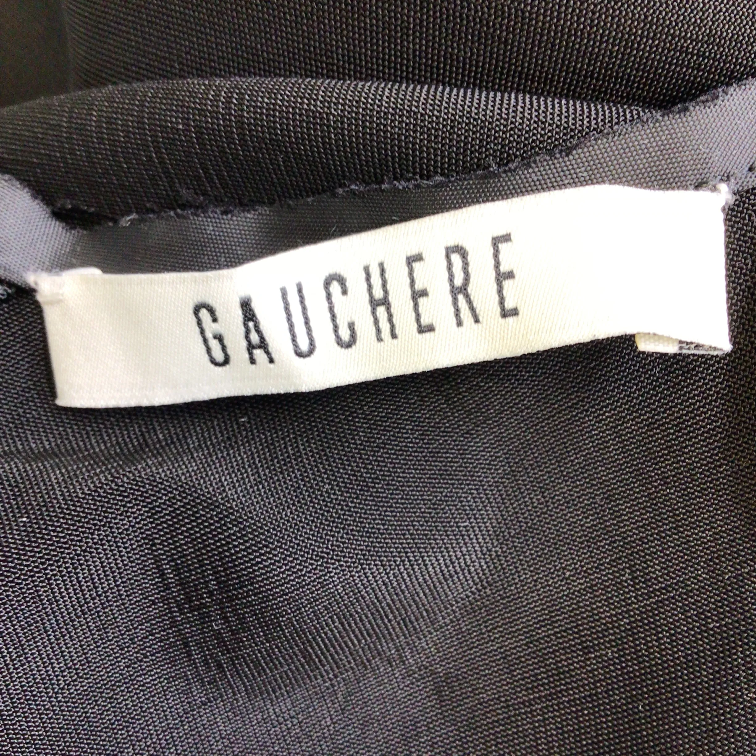 Gauchere Black Sheer Raw Edge Long Crepe Dress