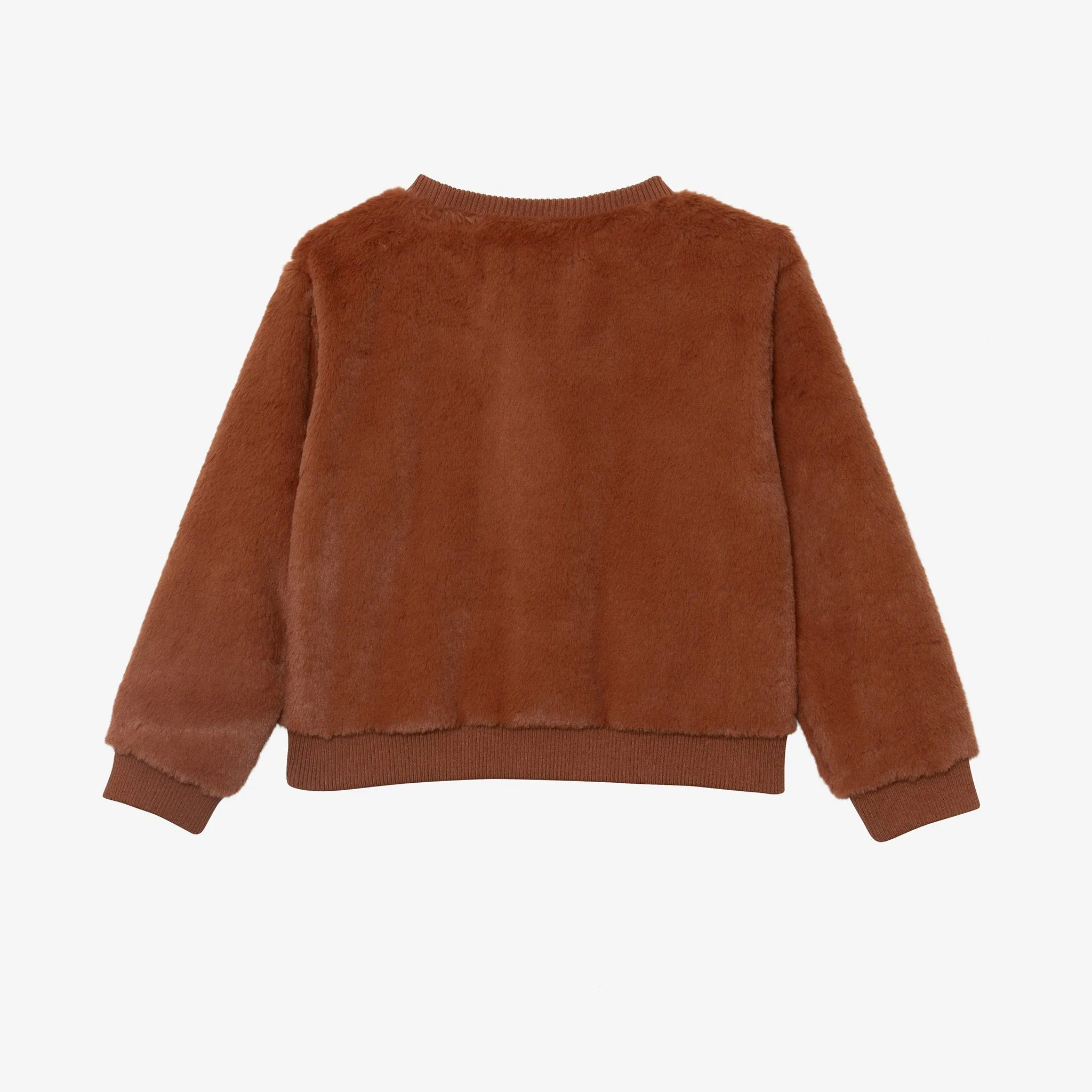 Girl caramel faux fur sweatshirt