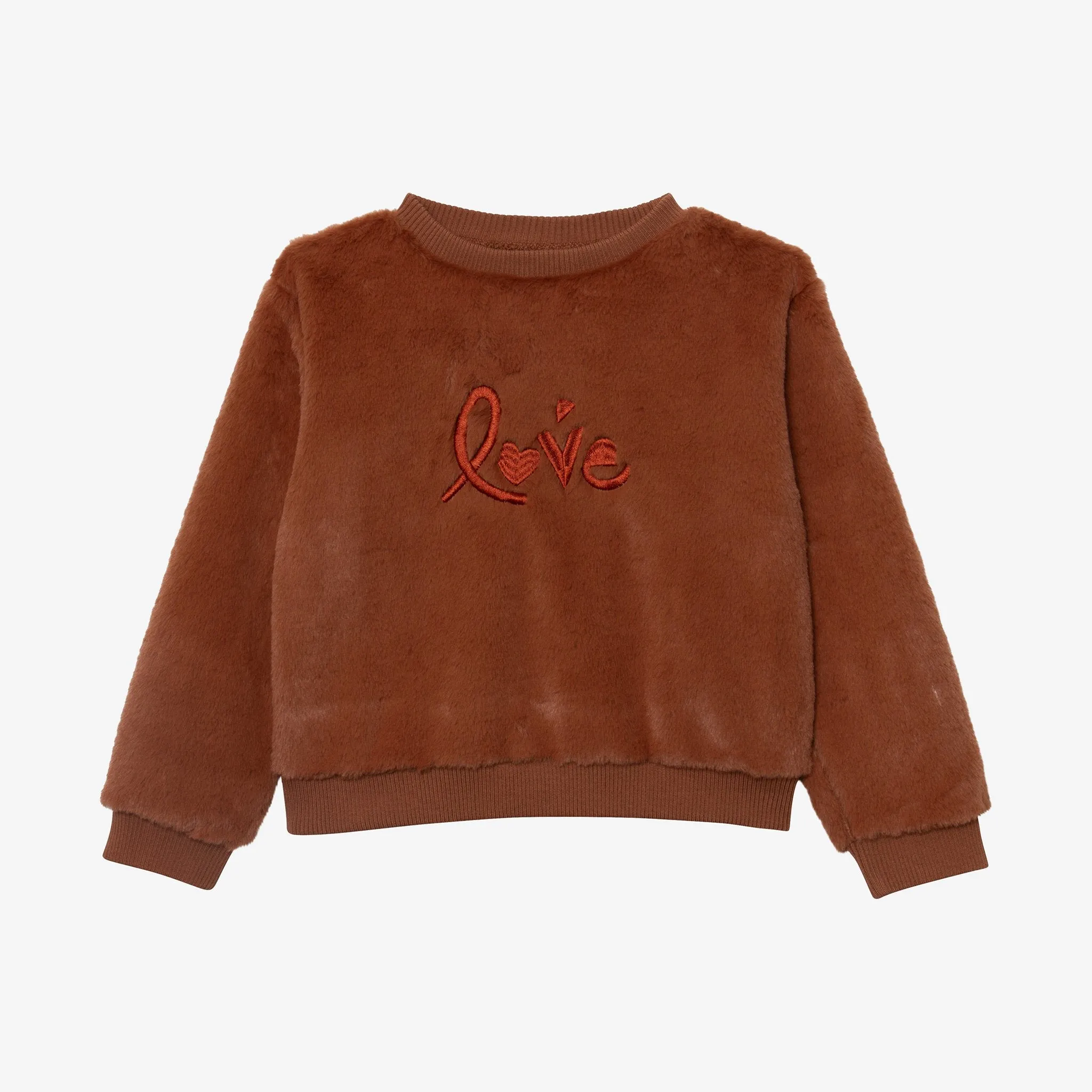 Girl caramel faux fur sweatshirt