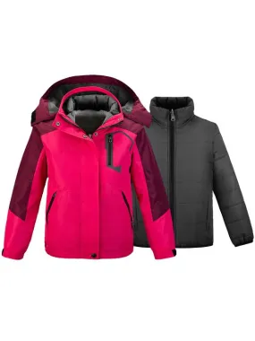 Girls 3 in 1 Waterproof Ski Jacket with Hood