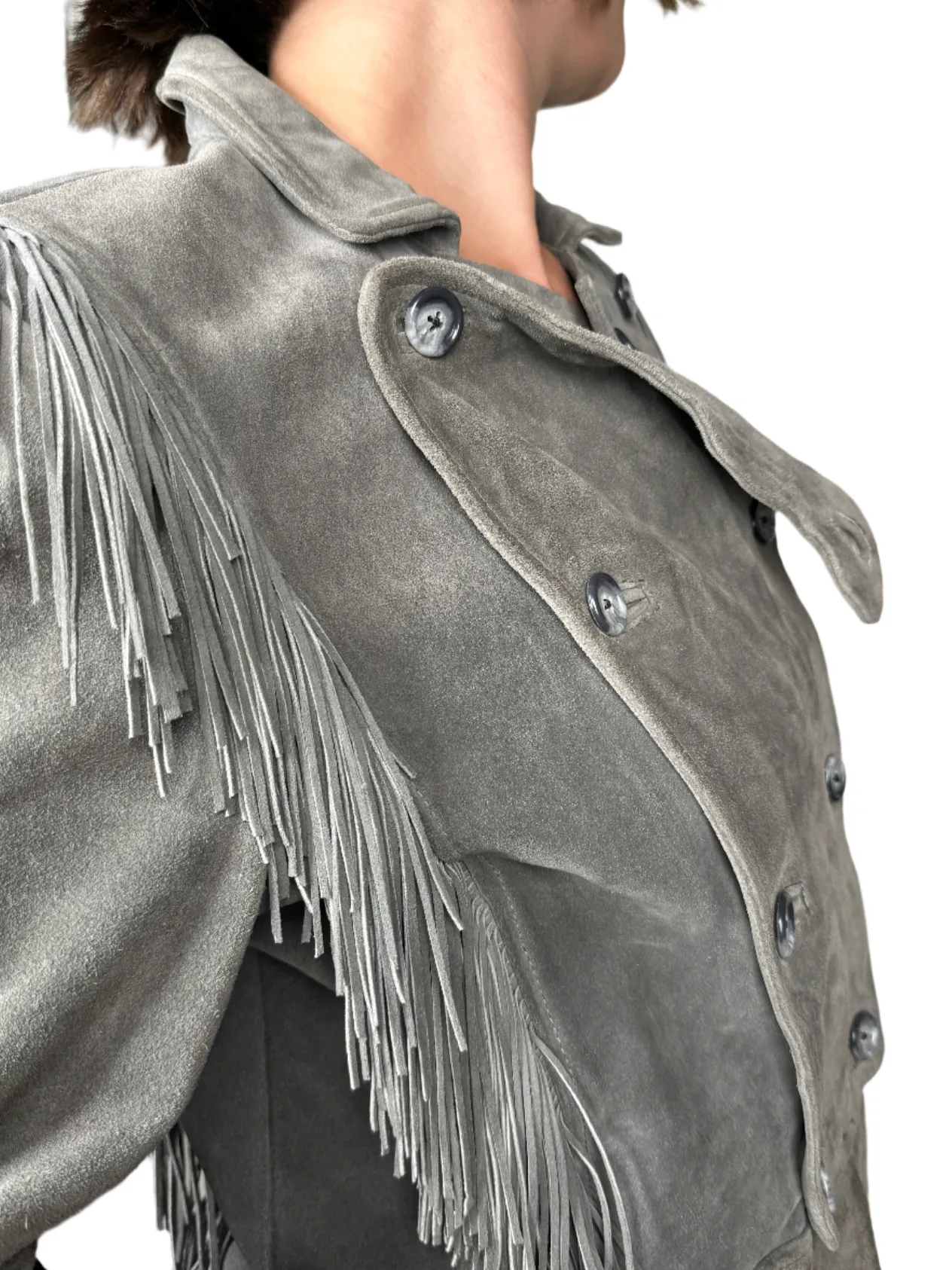 Grey Suede Fringed Jacket 1970s