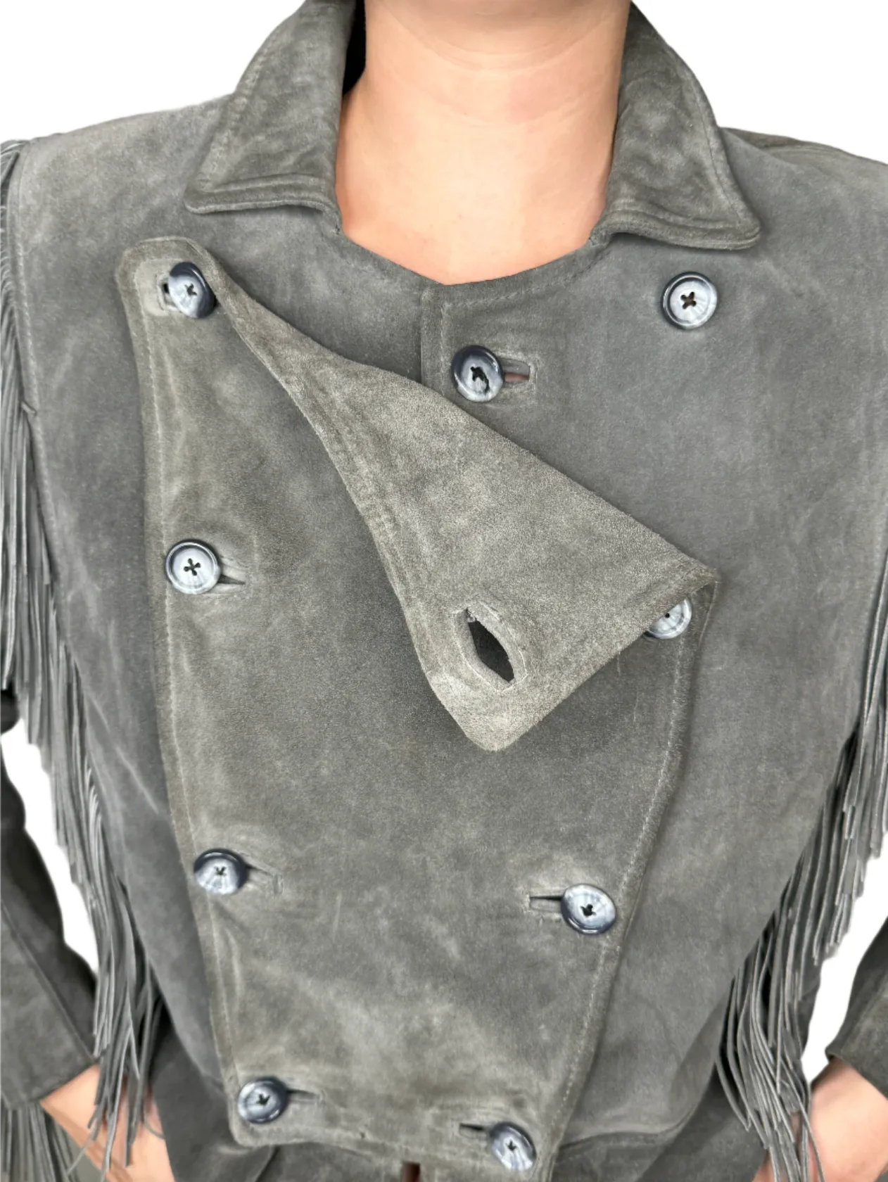 Grey Suede Fringed Jacket 1970s