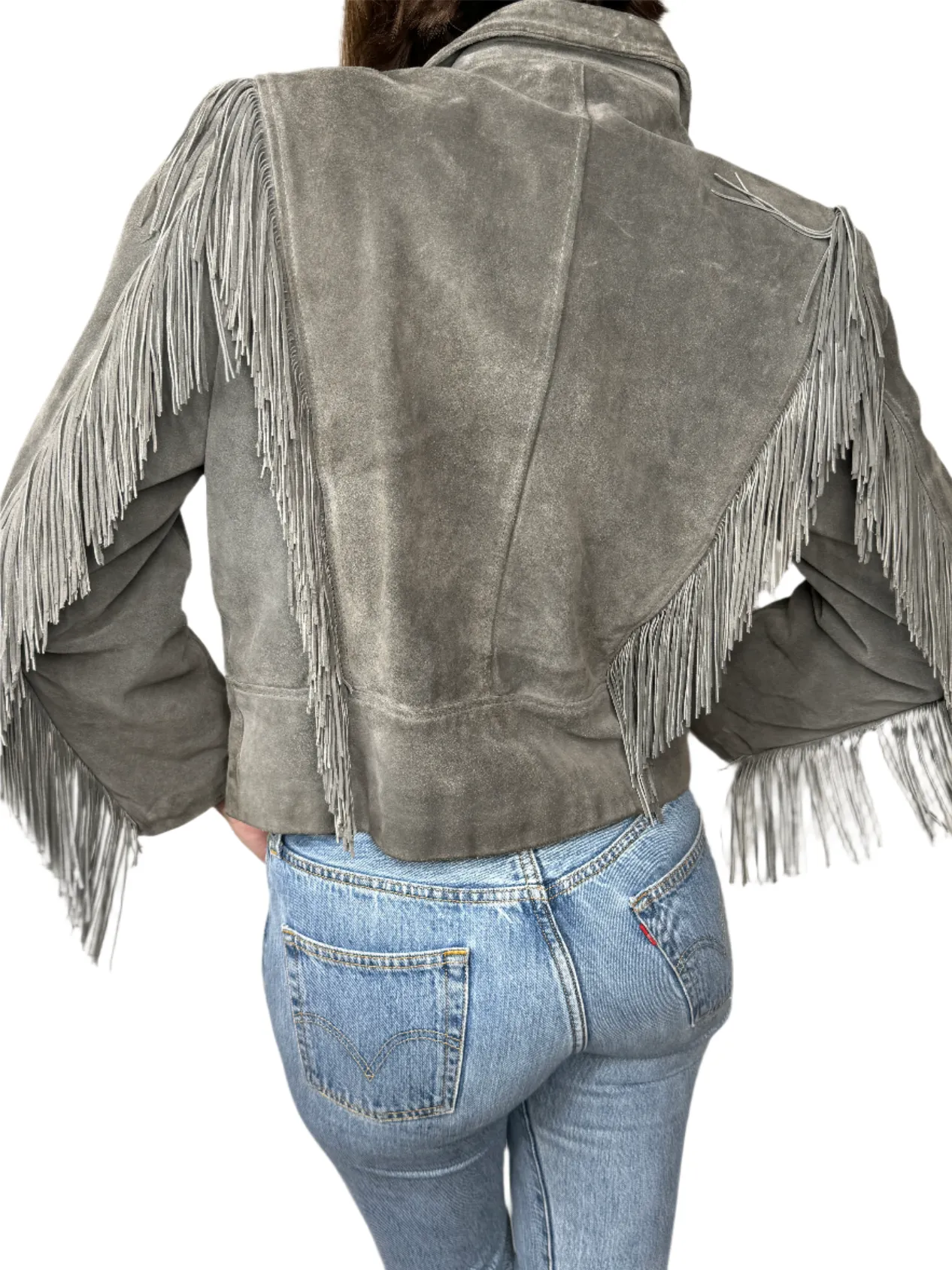 Grey Suede Fringed Jacket 1970s