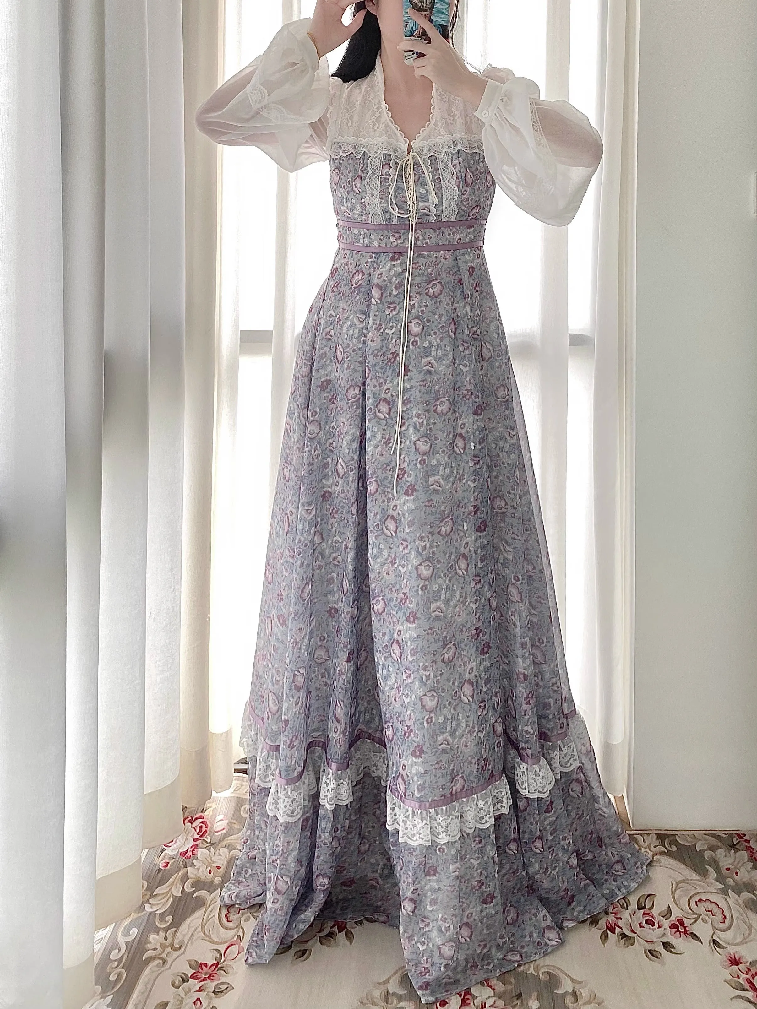 Gunne Sax Remake Floral Prairie Dress