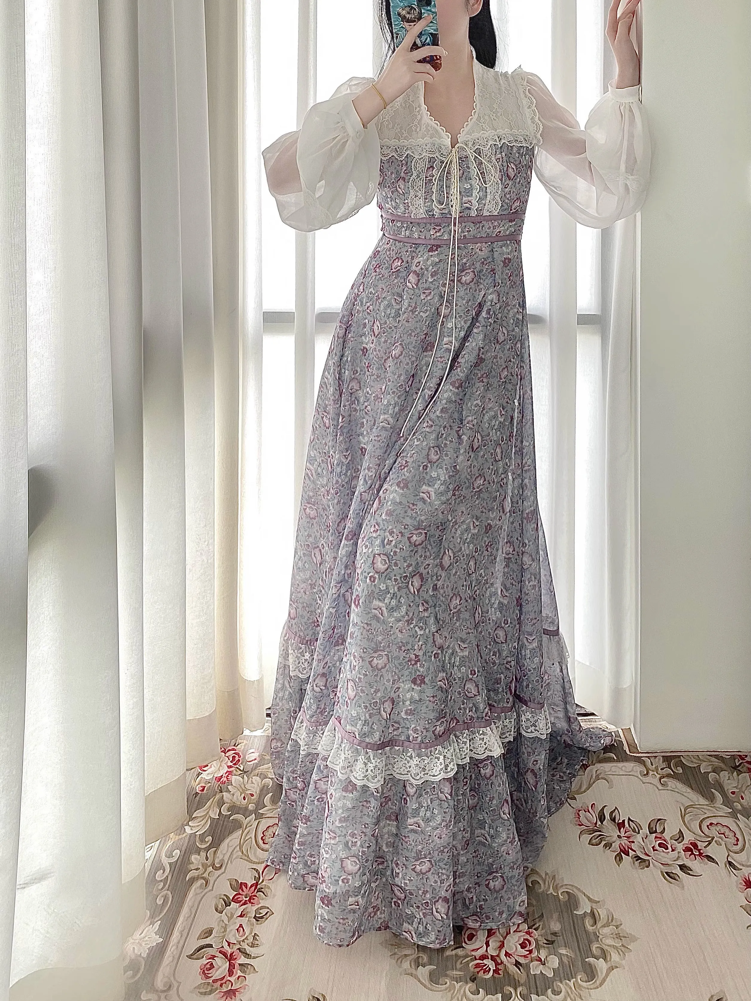 Gunne Sax Remake Floral Prairie Dress