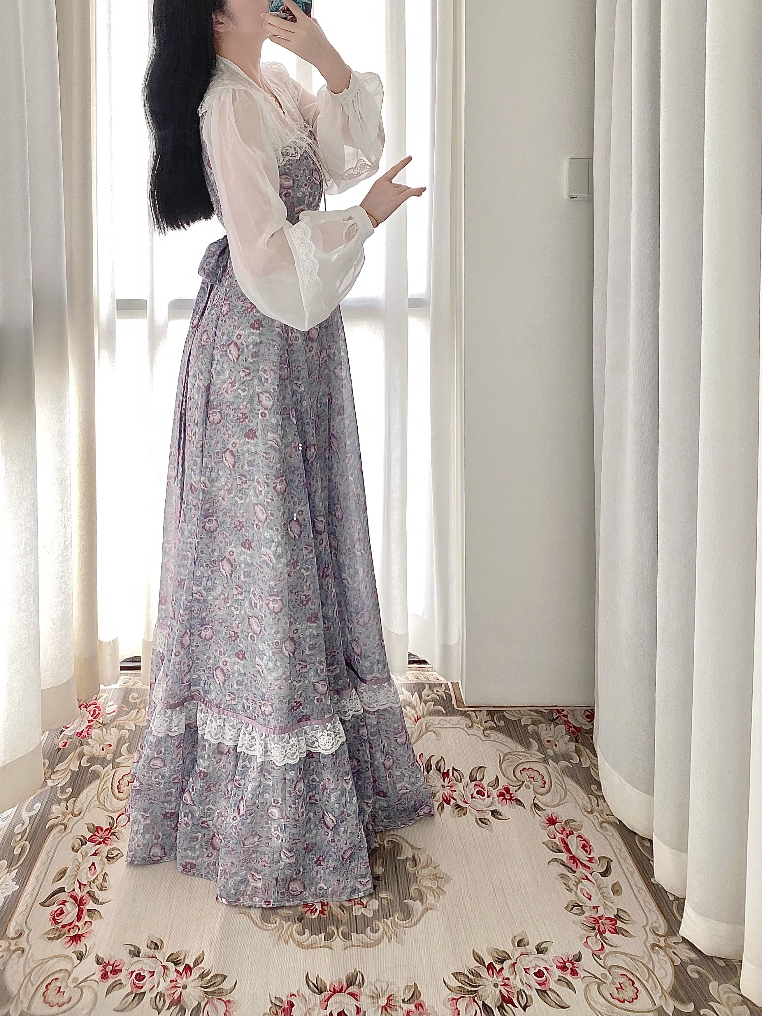 Gunne Sax Remake Floral Prairie Dress