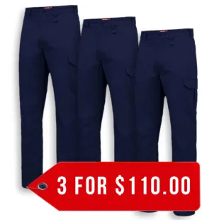 Hard Yakka Core Relaxed Fit Stretch Cargo Work Pant (Y02597-1)-3 Pack