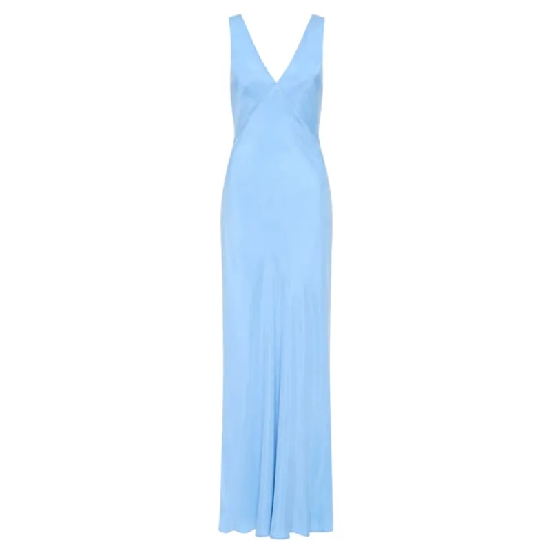 Harper Cupro Maxi Dress | Blue Grotto