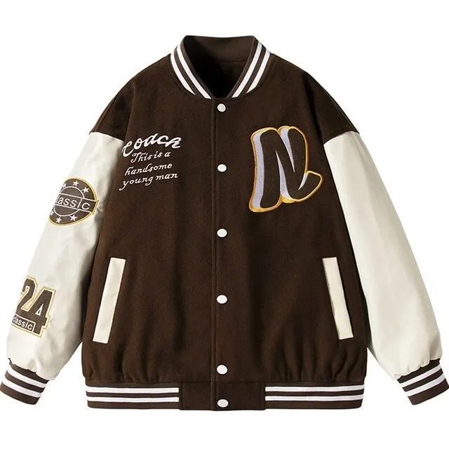 Hip Hop Men Varsity Jacket Puzzle Letter Embroidery Patchwork Retro Jacket Spring Woman PU Leather Bomber Coat Men's Clothing