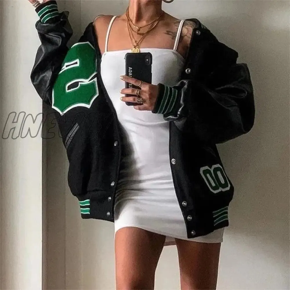 Hnewly Spring And Autumn Vibe Style Baseball Uniform New Bomber Jacket For Women Fashion Retro Clothes Streetwear Oversized Coat Winter Street Style