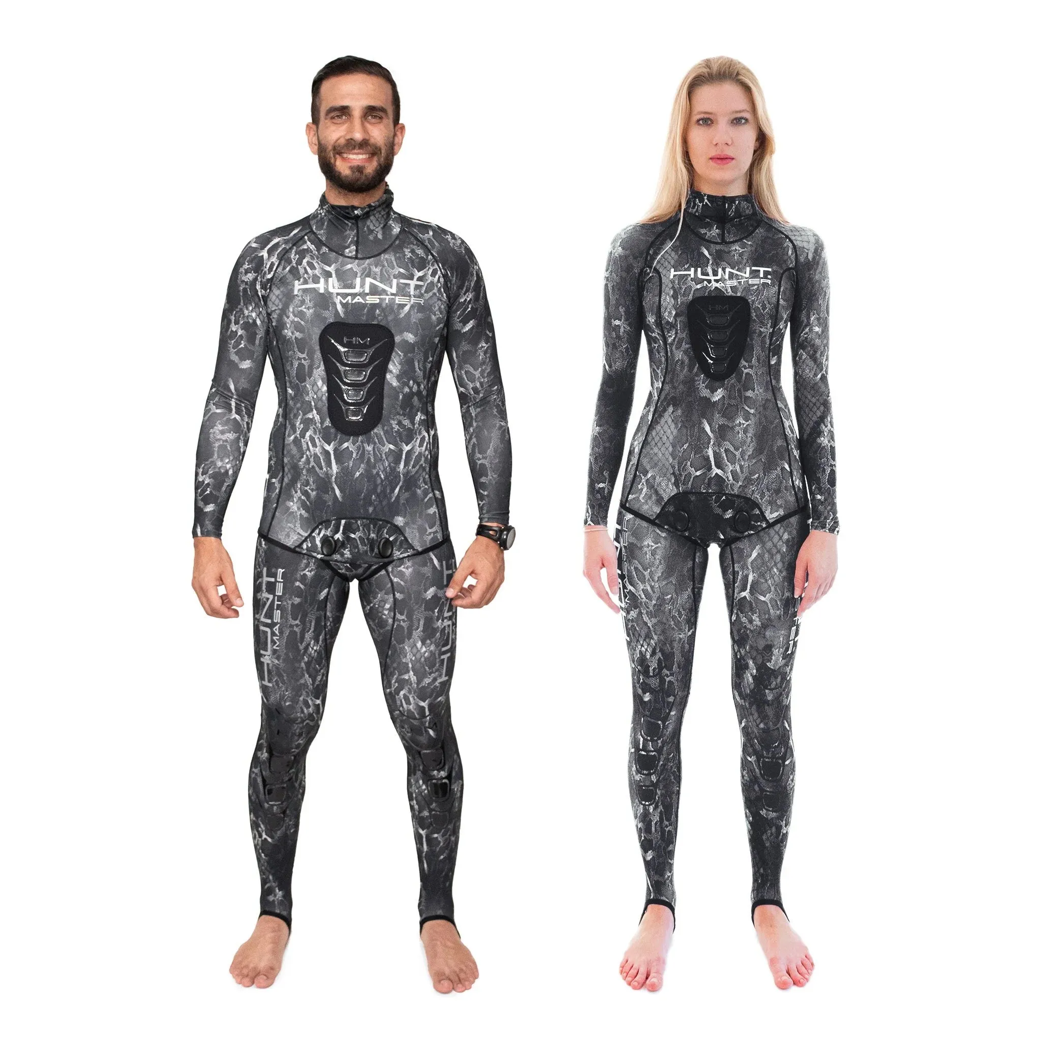 Hunt Master Hooded Spearfishing Rashguard Top & Long John Pants with Chest Pad Combo - Camo - Unisex