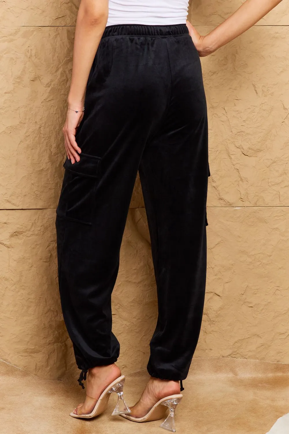 HYFVE Chic For Days High Waist Drawstring Cargo Pants in Black