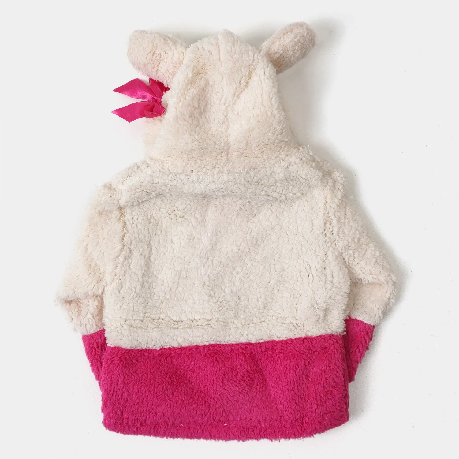 Infant Girls Knitted Jacket Cartoon Character - White Pink