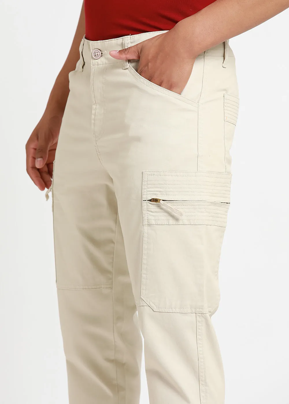 Irish Cream Zip Cargo Pants